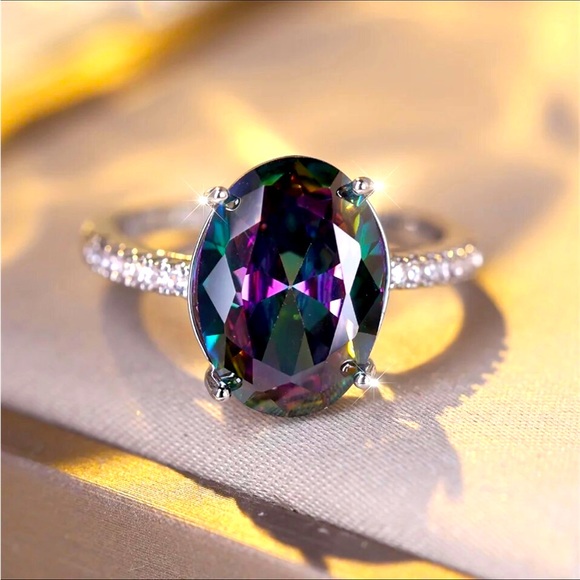 COPY - Mystic topaz oval ring large statement ring - Picture 1 of 4